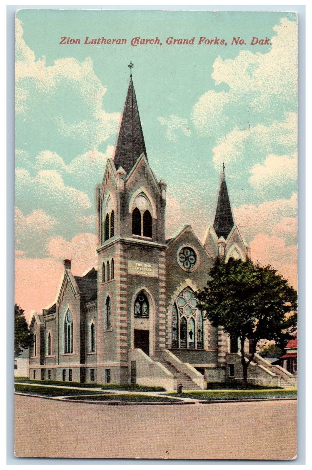 Grand Forks North Dakota Postcard Zion Lutheran Church Exterior c1905\'s Antique
