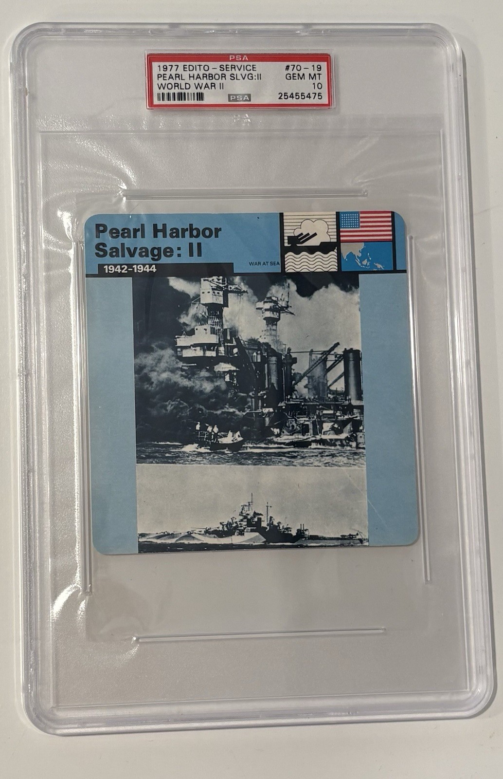 1977 Edito-Service WWII #70-19 Pearl Harbor Salvage PSA 10 GEM MT - POP 1 🌶️🥵 1977 Edito-Service WWII #70-19 Pearl Harbor Salvage PSA 10 GEM MT - POP 1 🌶️🥵