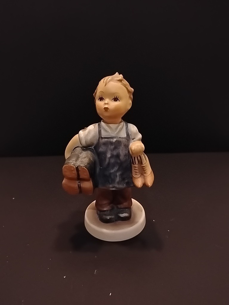 Goebel Hummel Vintage  Boy Cobbler Carrying Boots and Shoes Figurine Statue