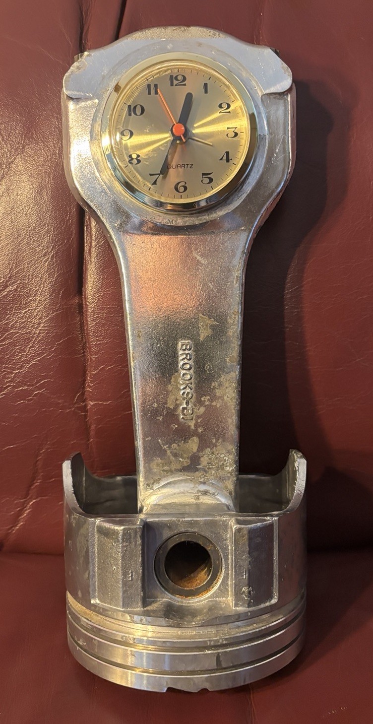 Vintage Racing Piston w/ Brooks B1 Connecting Rod & Battery CLOCK