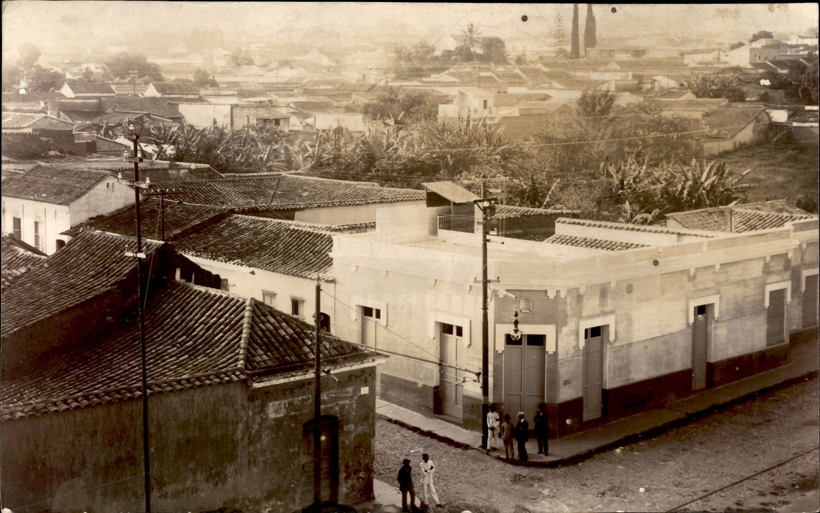 Caracas Venezuela Street Scene Tiled Roofs RPPC Real Photo Postcard c1910s