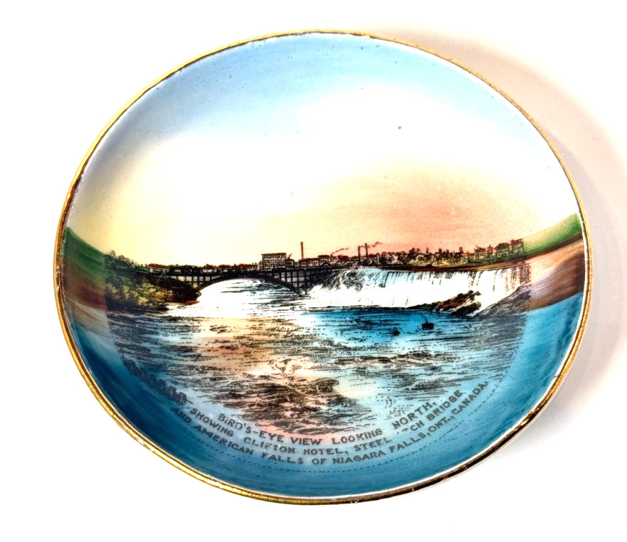 NIAGARA FALLS ONTARIO CANADA Souvenir China TRINKET DISH PAINTED PLATE NIAGARA FALLS ONTARIO CANADA Souvenir China TRINKET DISH PAINTED PLATE