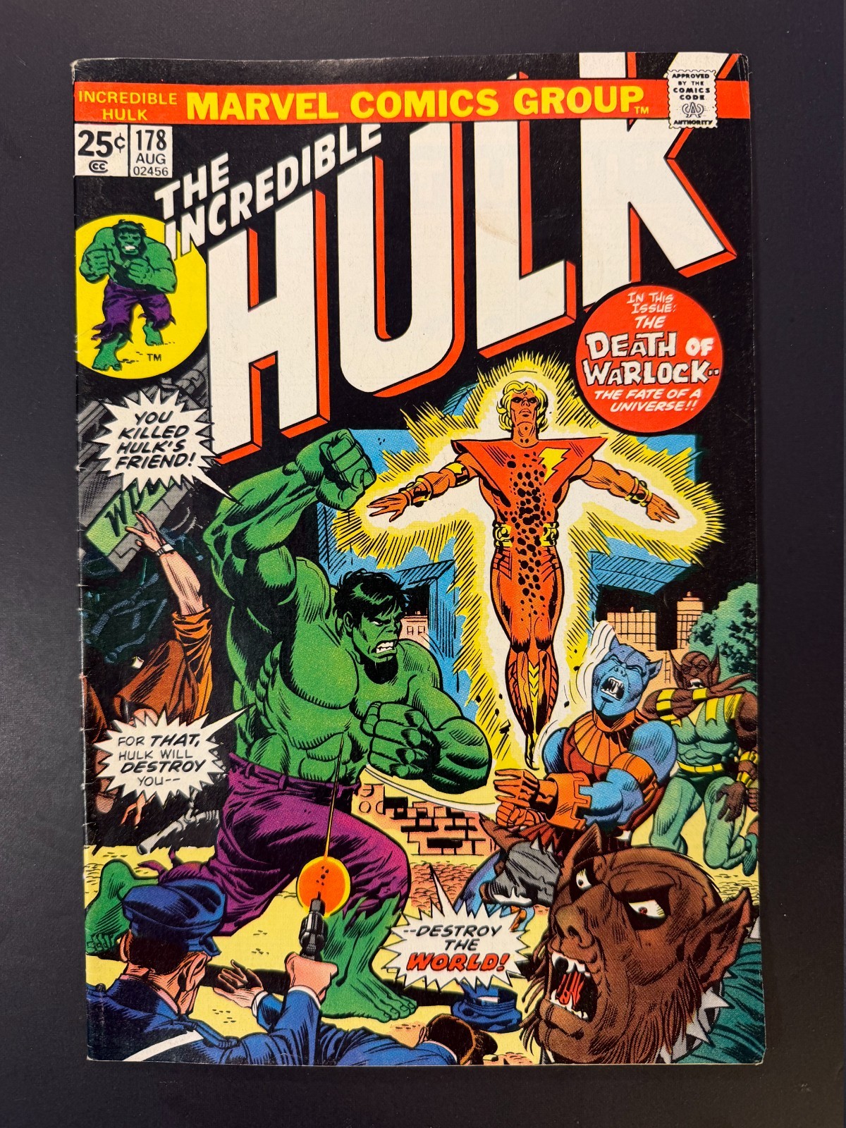 The Incredible Hulk #178 1974 KEY Rebirth Adam Warlock FN- 5.5