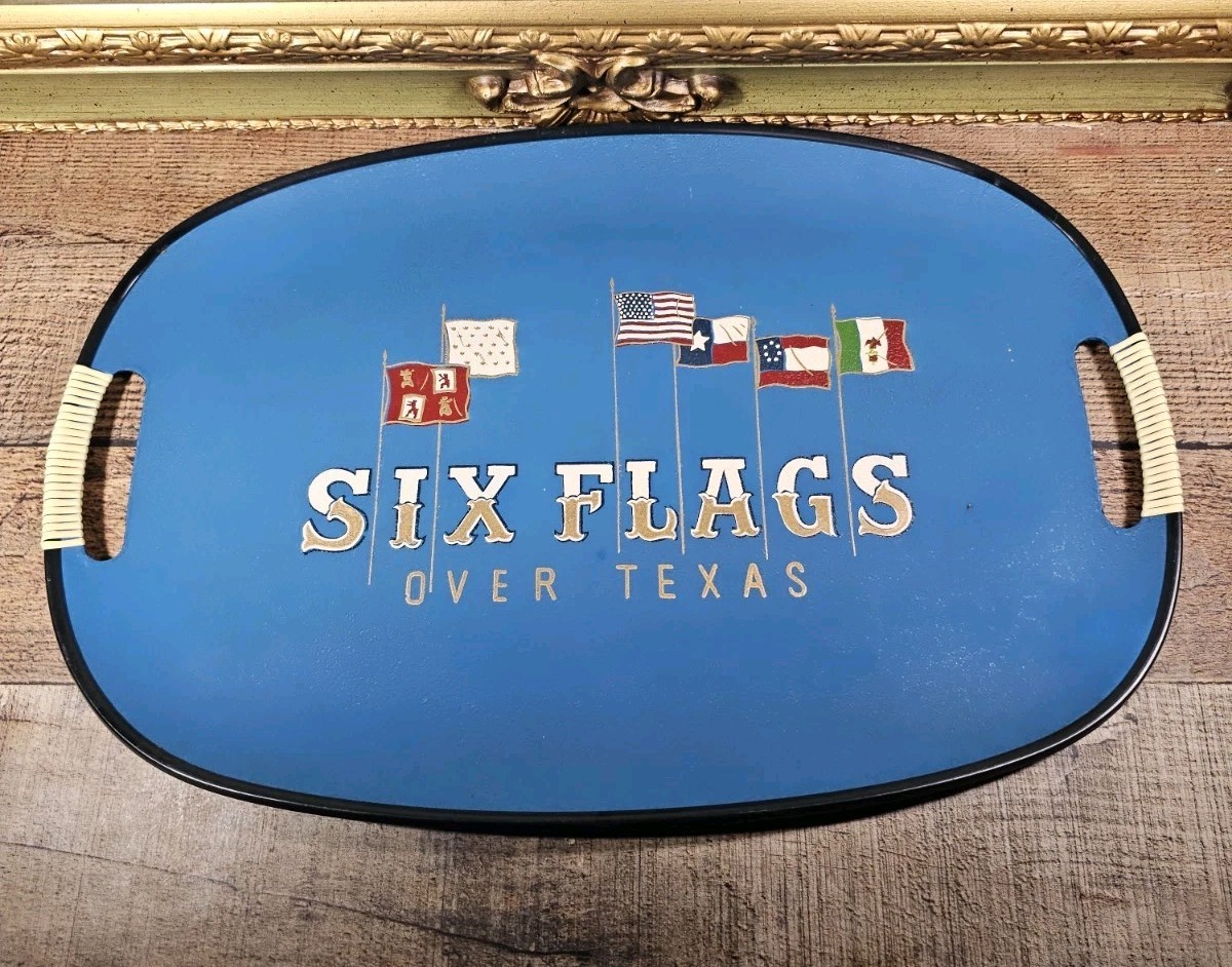 VTG Six Flags Over Texas Theme Park Memorabilia Tray, Tilso  Co. Japan