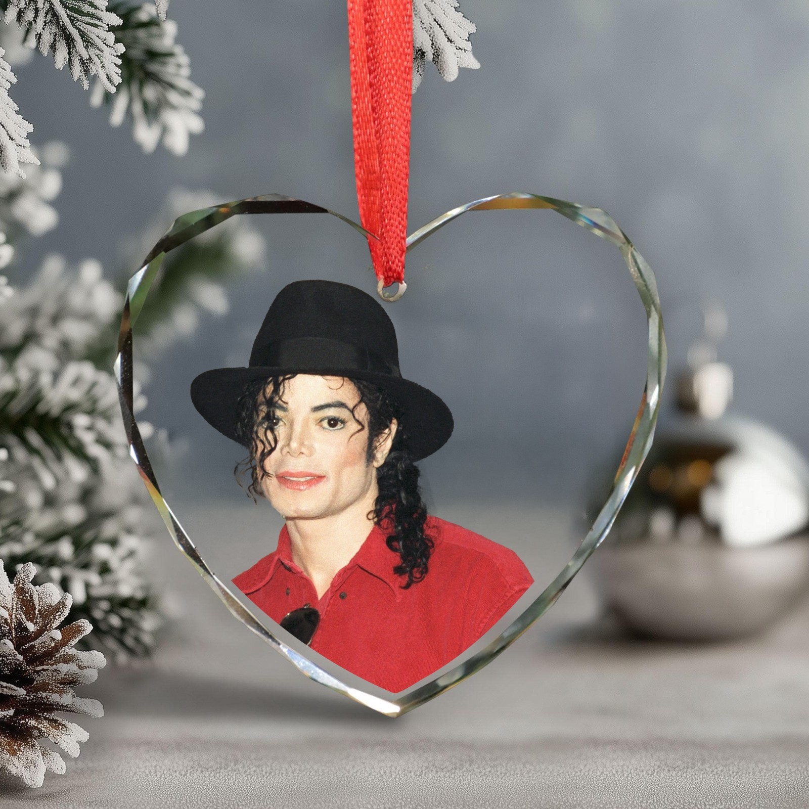 Michael Jackson Christmas Ornament, Celebrity Fan Holiday Gift, Acrylic or Glass