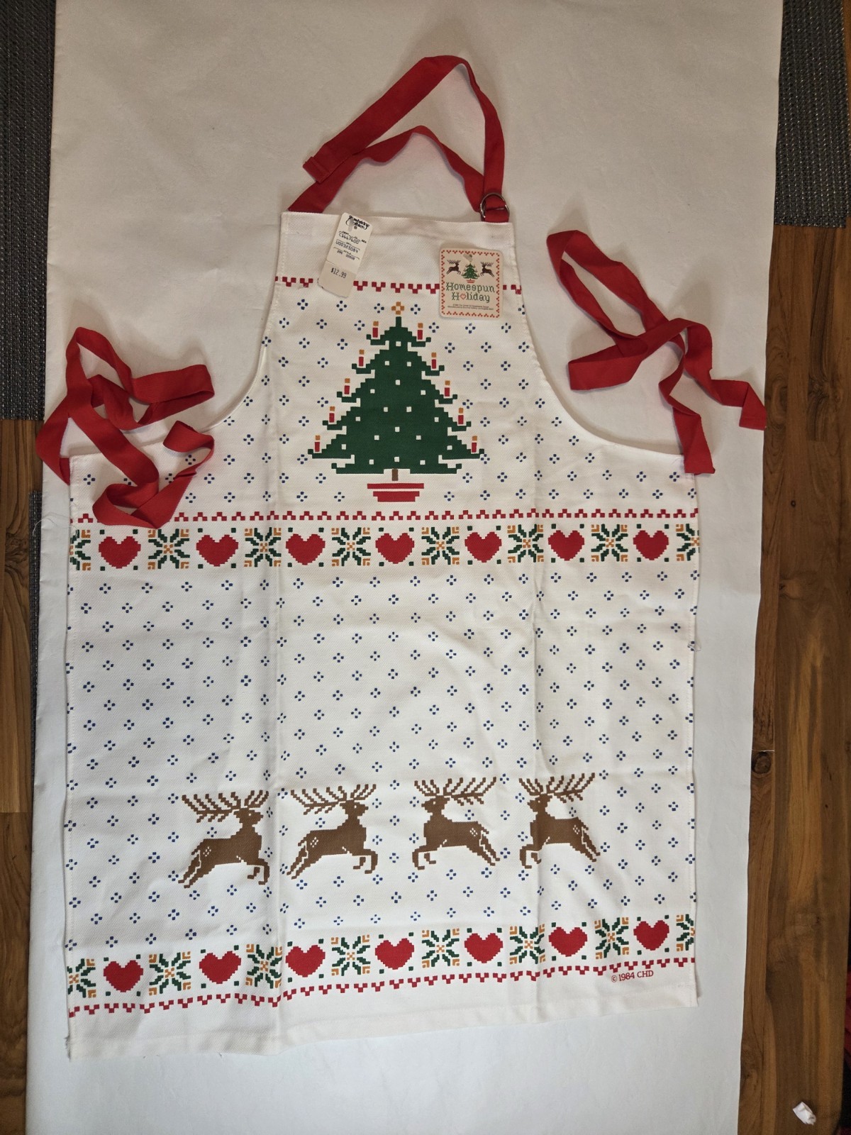 Vintage 1984 Gourmet Gallery Homespun Holiday Apron Cross Stitch Reindeer NWT Vintage 1984 Gourmet Gallery Homespun Holiday Apron Cross Stitch Reindeer NWT