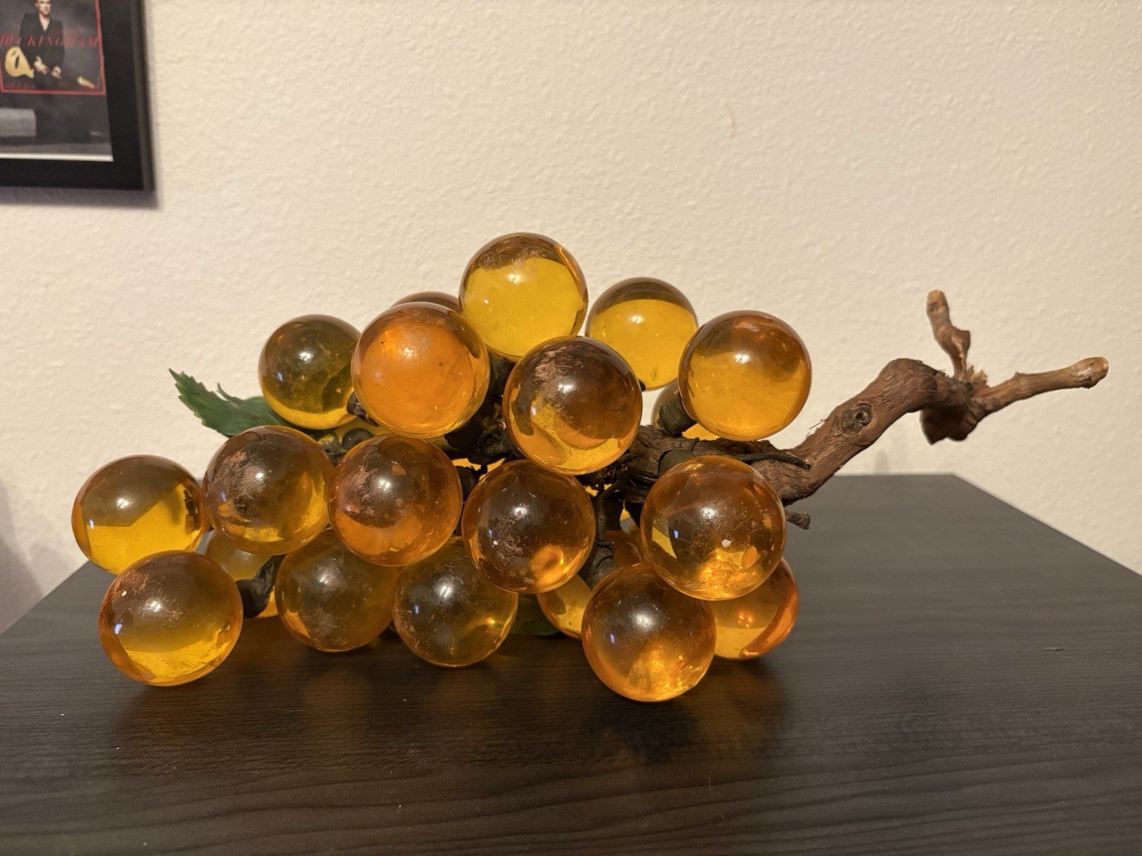 Vintage 70s Amber Orange Lucite Grapes MCM Decor 