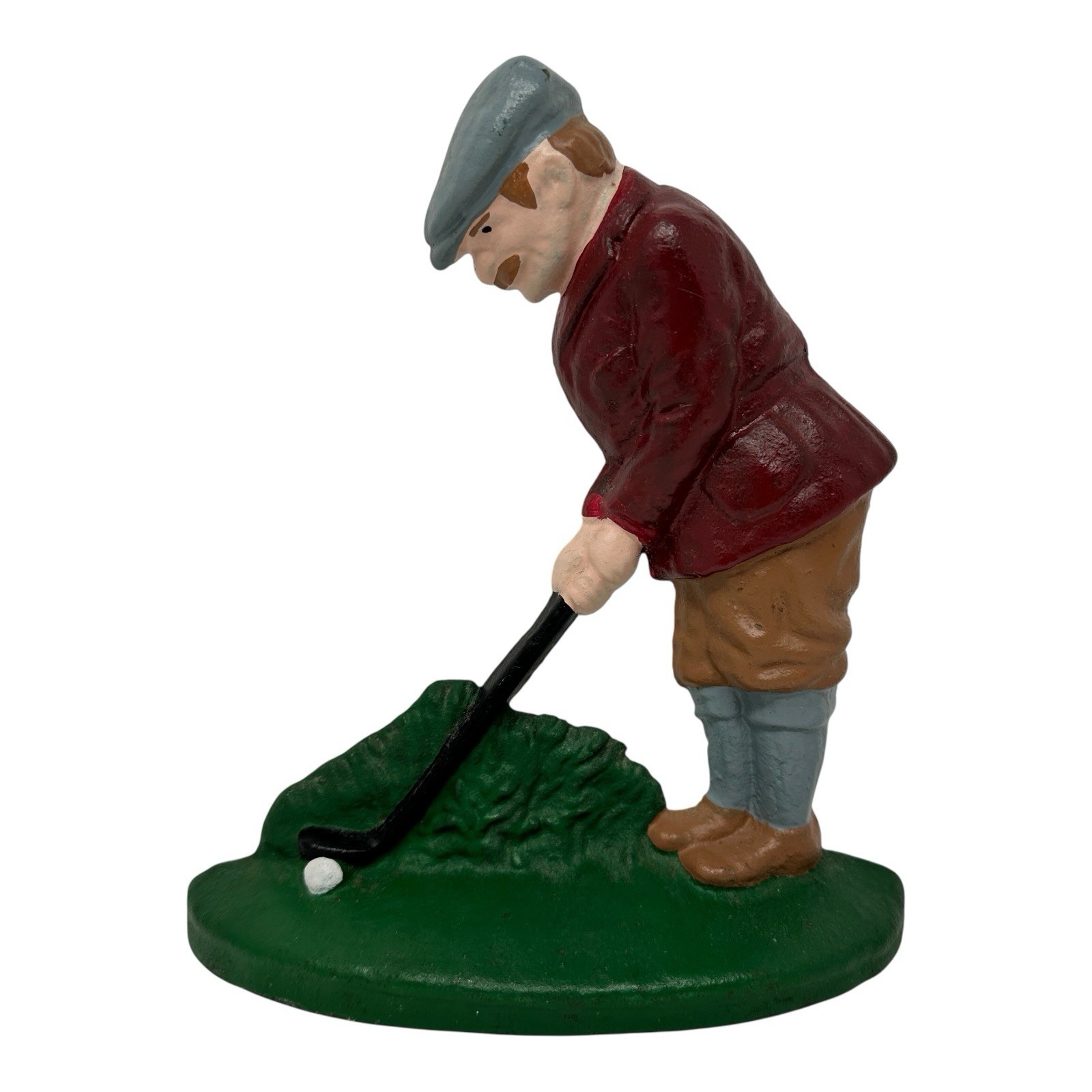 Vintage 1960s Cast Iron Golfer Doorstop CN 64 Marking Hubley-Style 8\