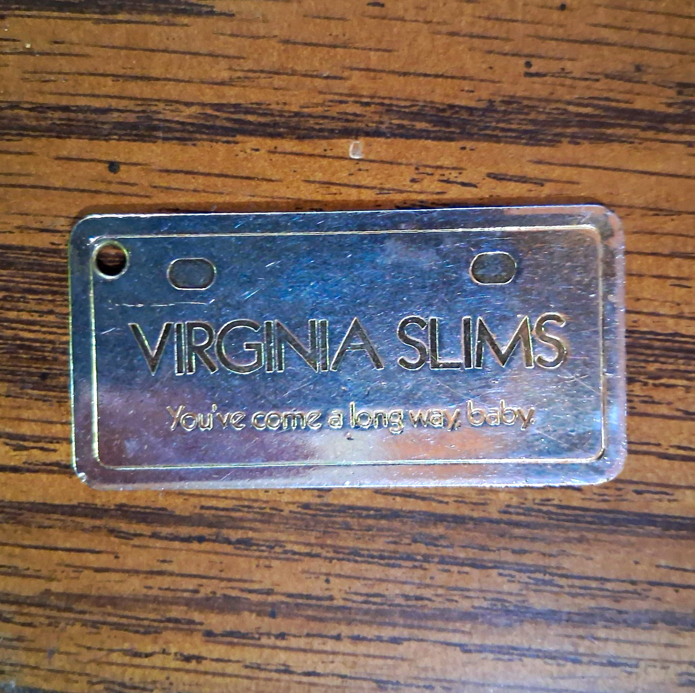 Vintage Virginia Slims Solid Brass Keychain Tag