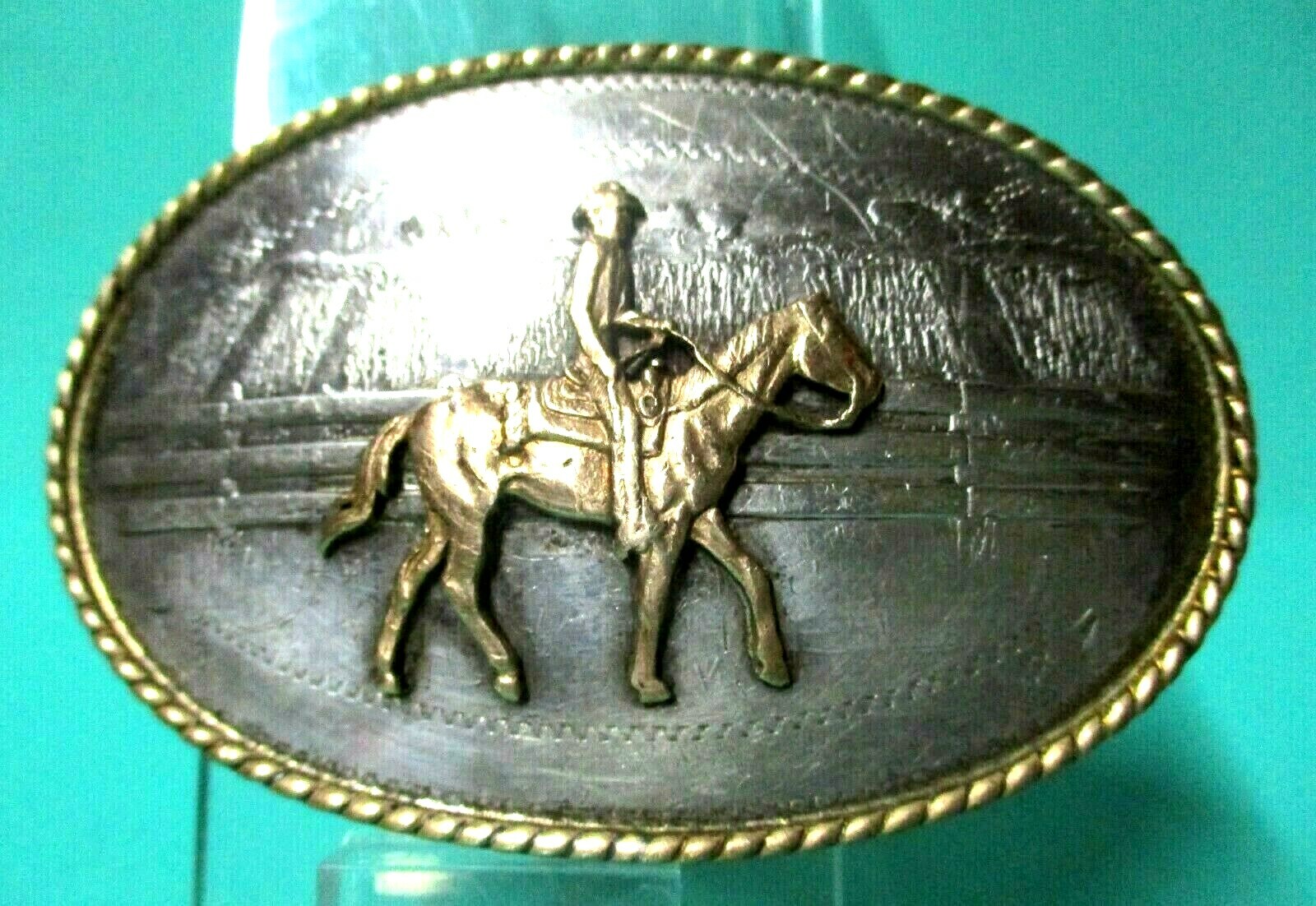 Vintage COMSTOCK SILVERSMITHS Horse & Rider SOLID STERLING FRONT Belt Buckle