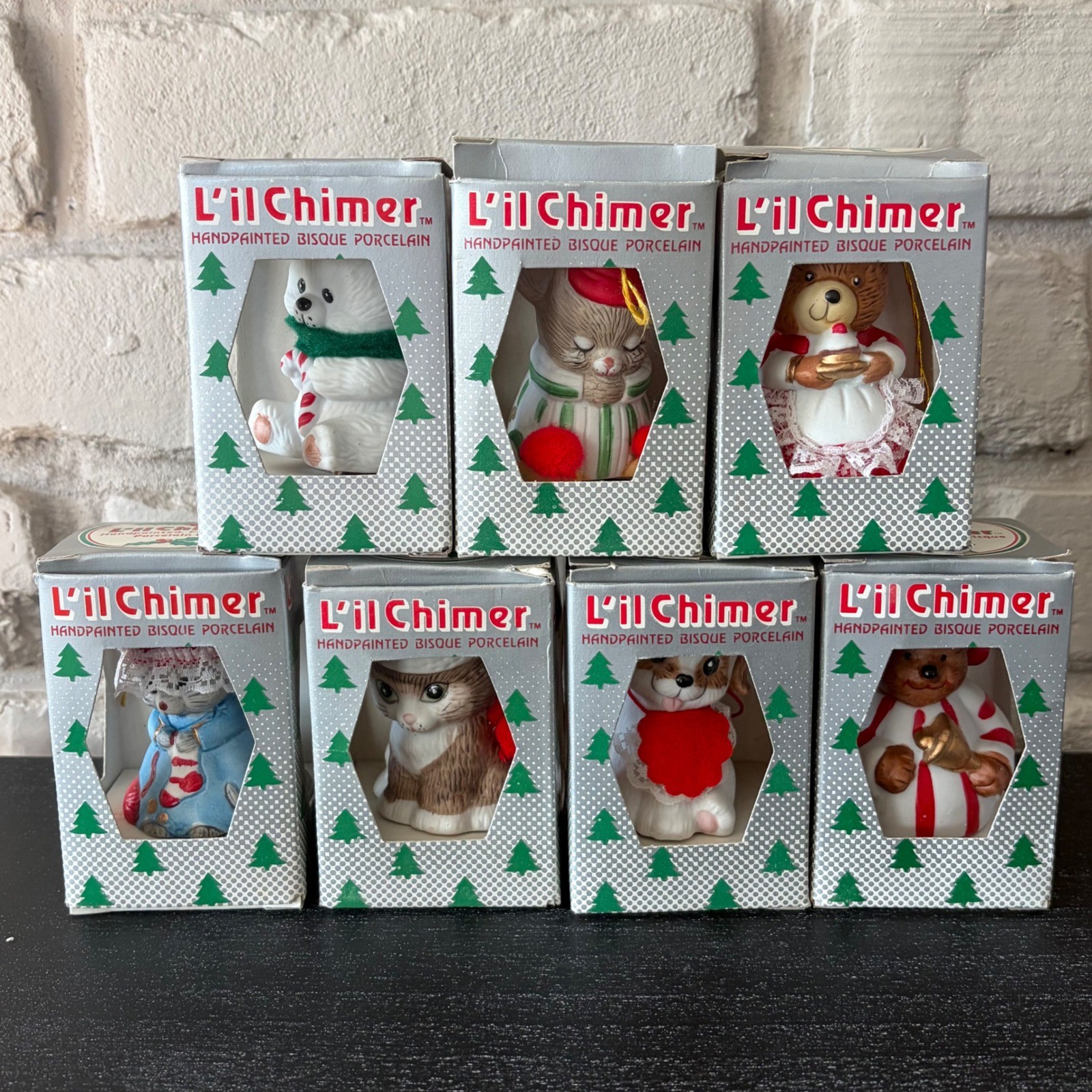 7 Vintage L\'il Chimer Christmas Ornaments Grandmacore Kitsch Original Boxes