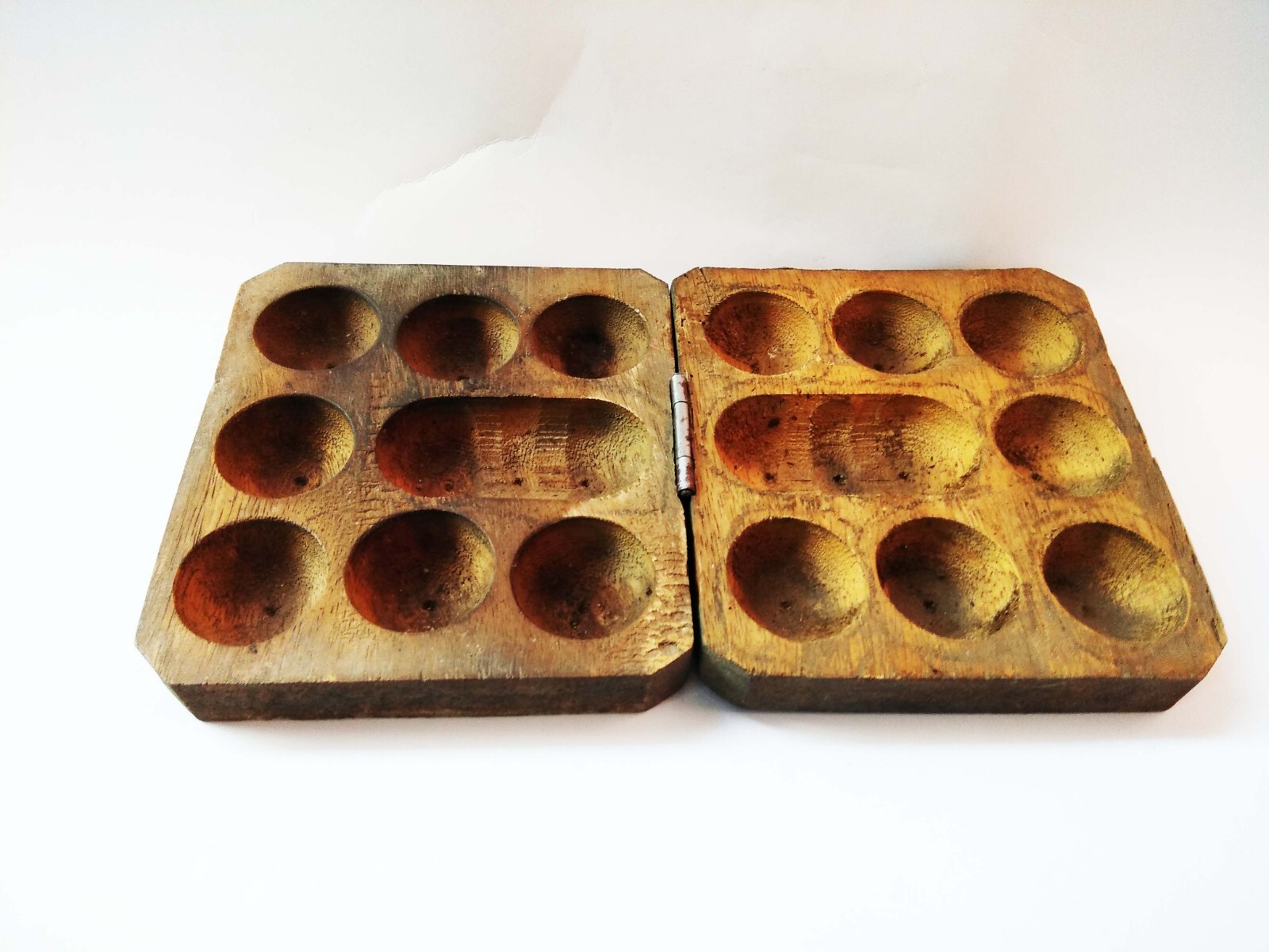 Antique Indian Jack Wood Wooden Pallankuzhi South Indian Game Board Toy