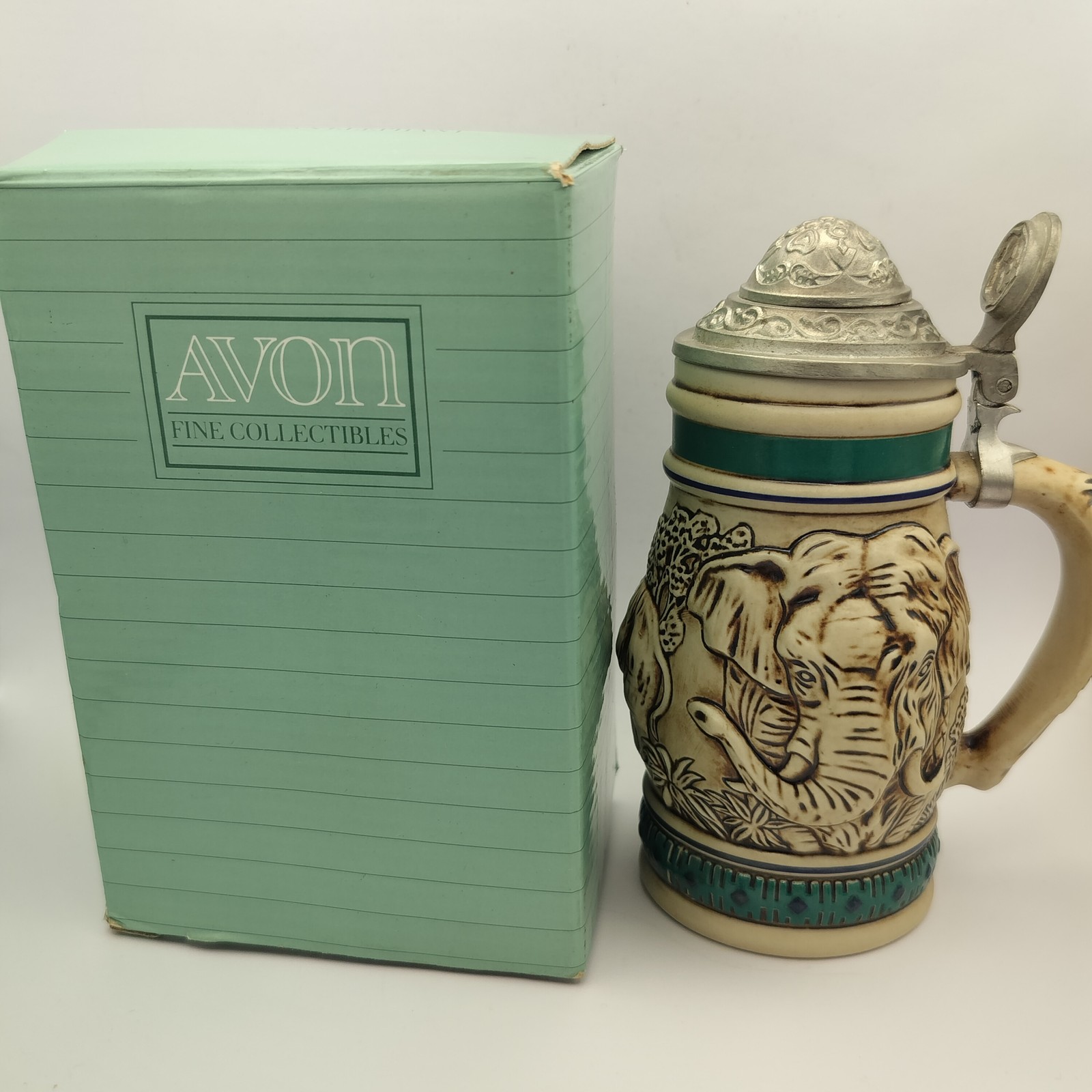 Avon Endangered Species Asian Elephant Stein Mug 1990 Brazil Fine Collectible