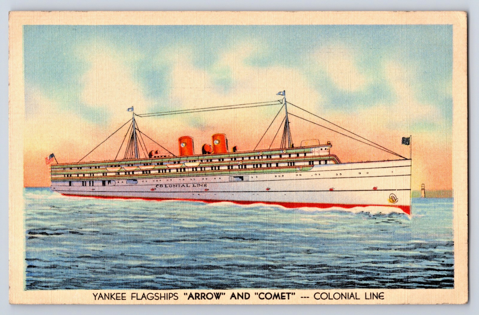 Steamer SS Arrow SS Comet Yankee Flagships Colonial Line 1930s/40s Postcard