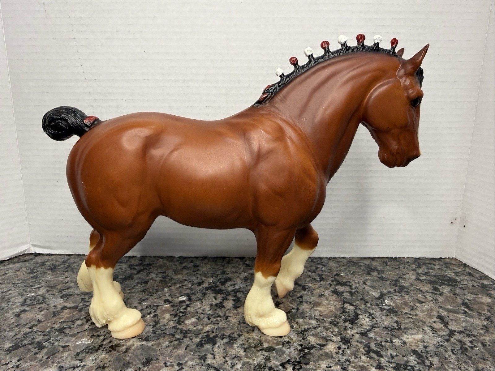 Vintage Breyer #80, Traditional Bay Clydesdale Stallion, Brown, Red & White Bobs