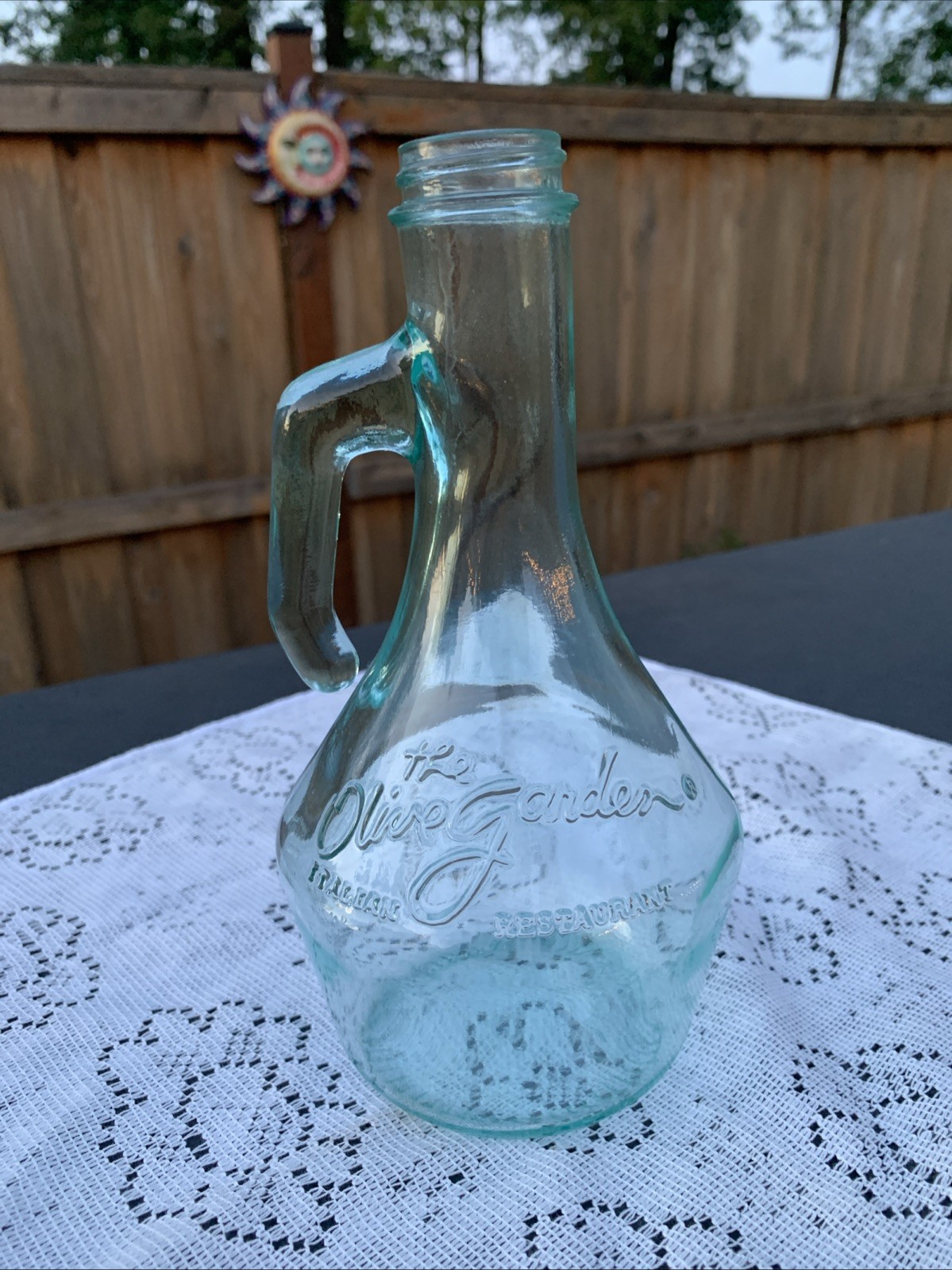Vtg Olive Garden Glass Bottle Embossed Salad Dressing Italian Restaurant