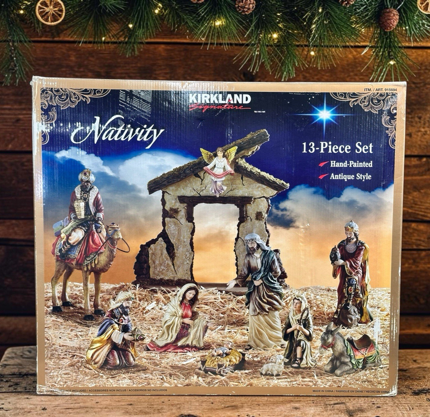 Kirkland Nativity Christmas Scene #915694 Hand Painted 13-piece LARGE Orig Box Kirkland Nativity Christmas Scene #915694 Hand Painted 13-piece LARGE Orig Box