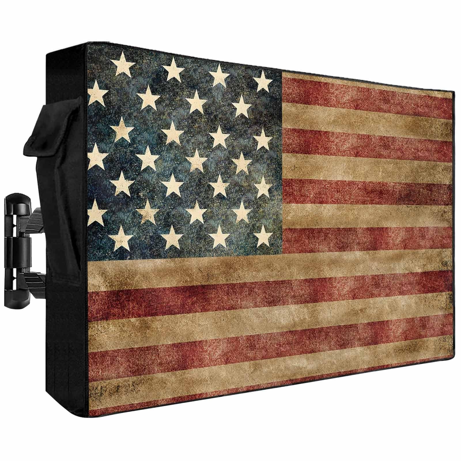 HMQirky American Flag Outdoor TV Cover 70 to 75 inch for LED LCD TVs