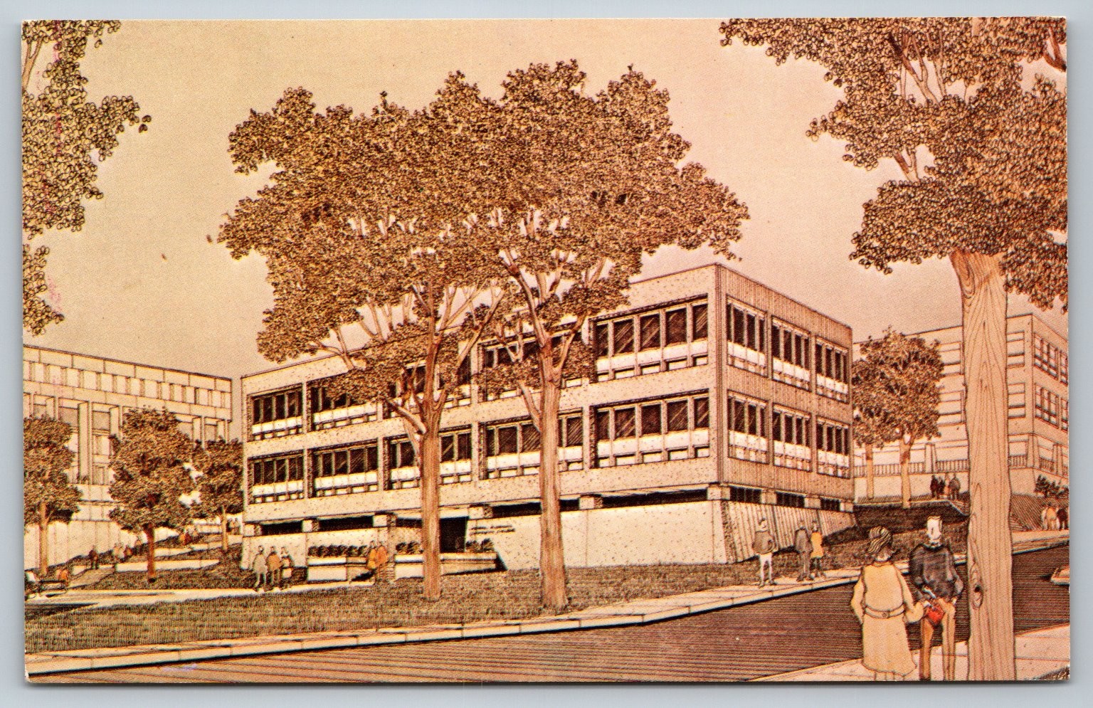 1968 Central Piedmont Community College Charlotte NC Admin Building Postcard