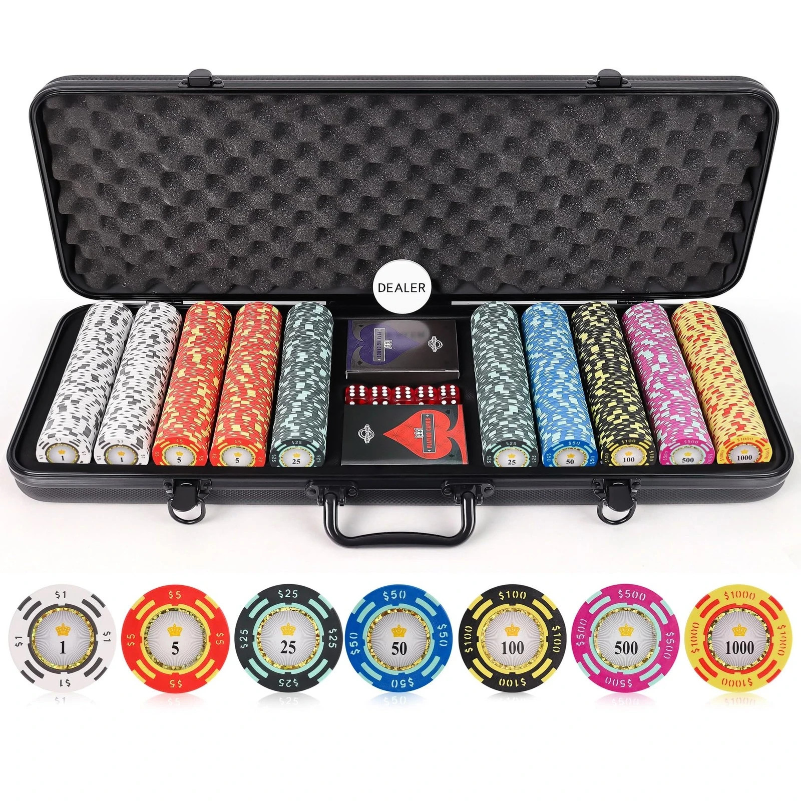 Versa Games Poker Chips - Clay Poker Chips Set - 13.5g 500 Piece Crown Casino