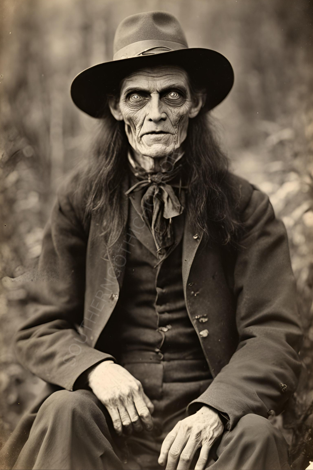 Creepy Old Man Portrait Gothic Vintage 4X6 Photo 