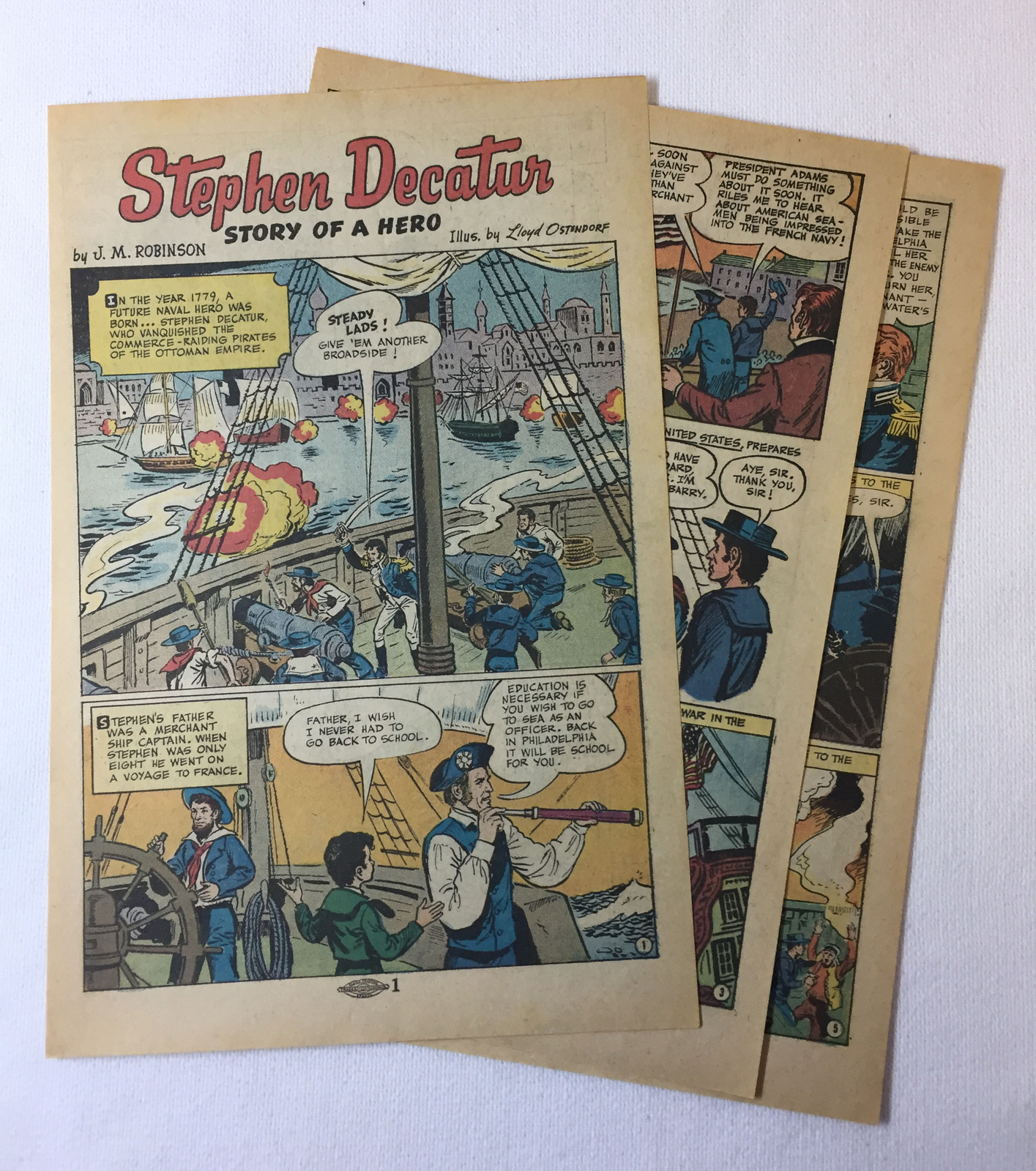 1969 six page cartoon story ~ Naval Hero STEPHEN DECATUR