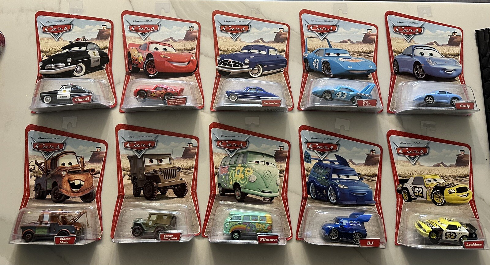 Pixar Cars 2005 Series 1 DESERT CARD Lot Of 10 International Edition Cars - RARE