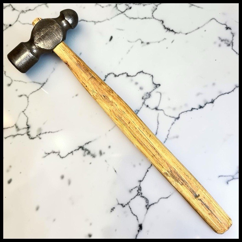Vintage 1950s Fairmount Ball Pein Hammer USA 1950s Wood Handle Tool USA 9.8”