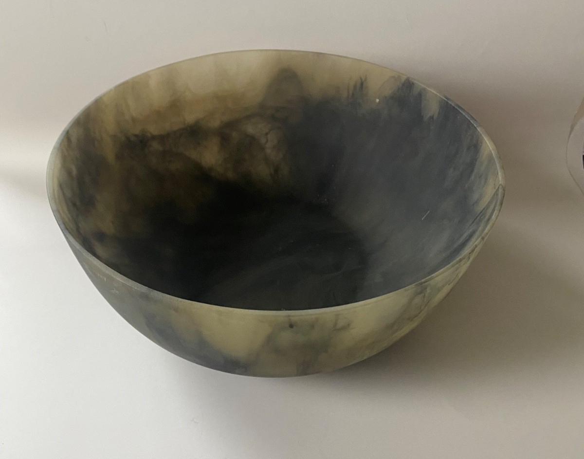 VTG Martha Sturdy Resin Art Green/Black  Round Large Bowl 10.5\
