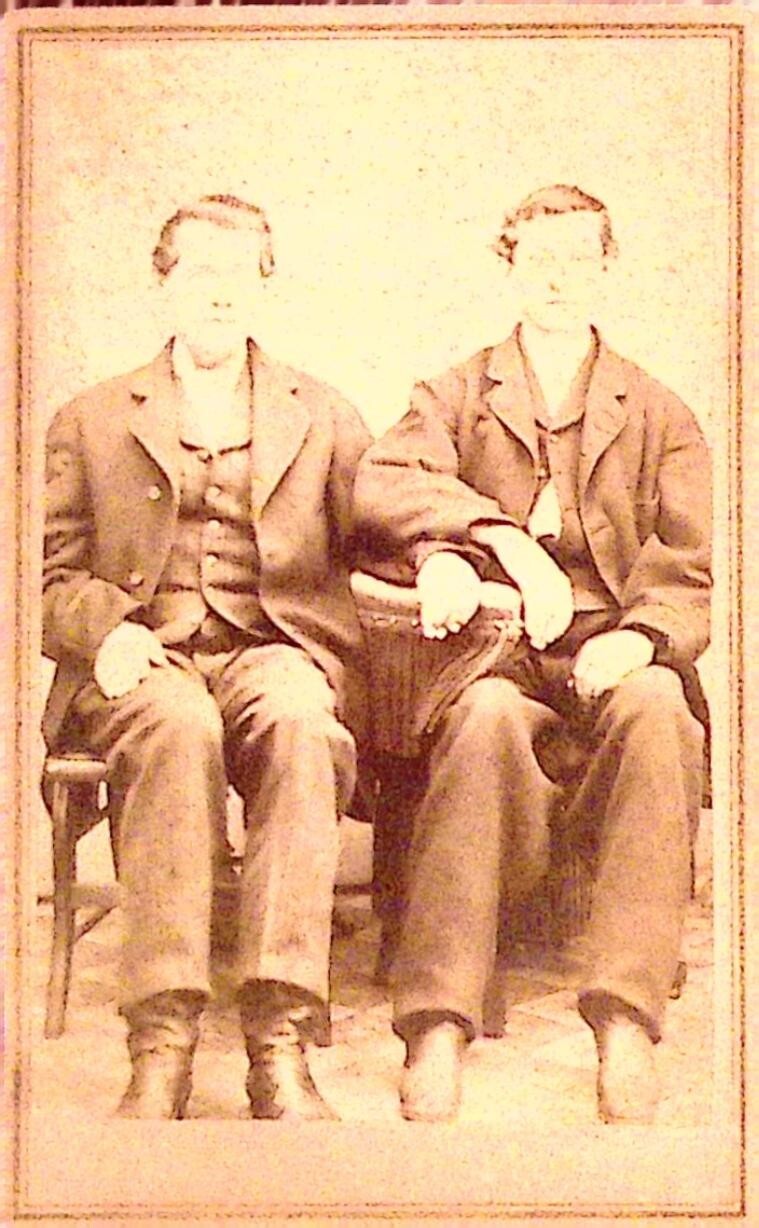 CDV Photo Two Men Portrait 1880s Victorian Era Sepia Tone Unidentified