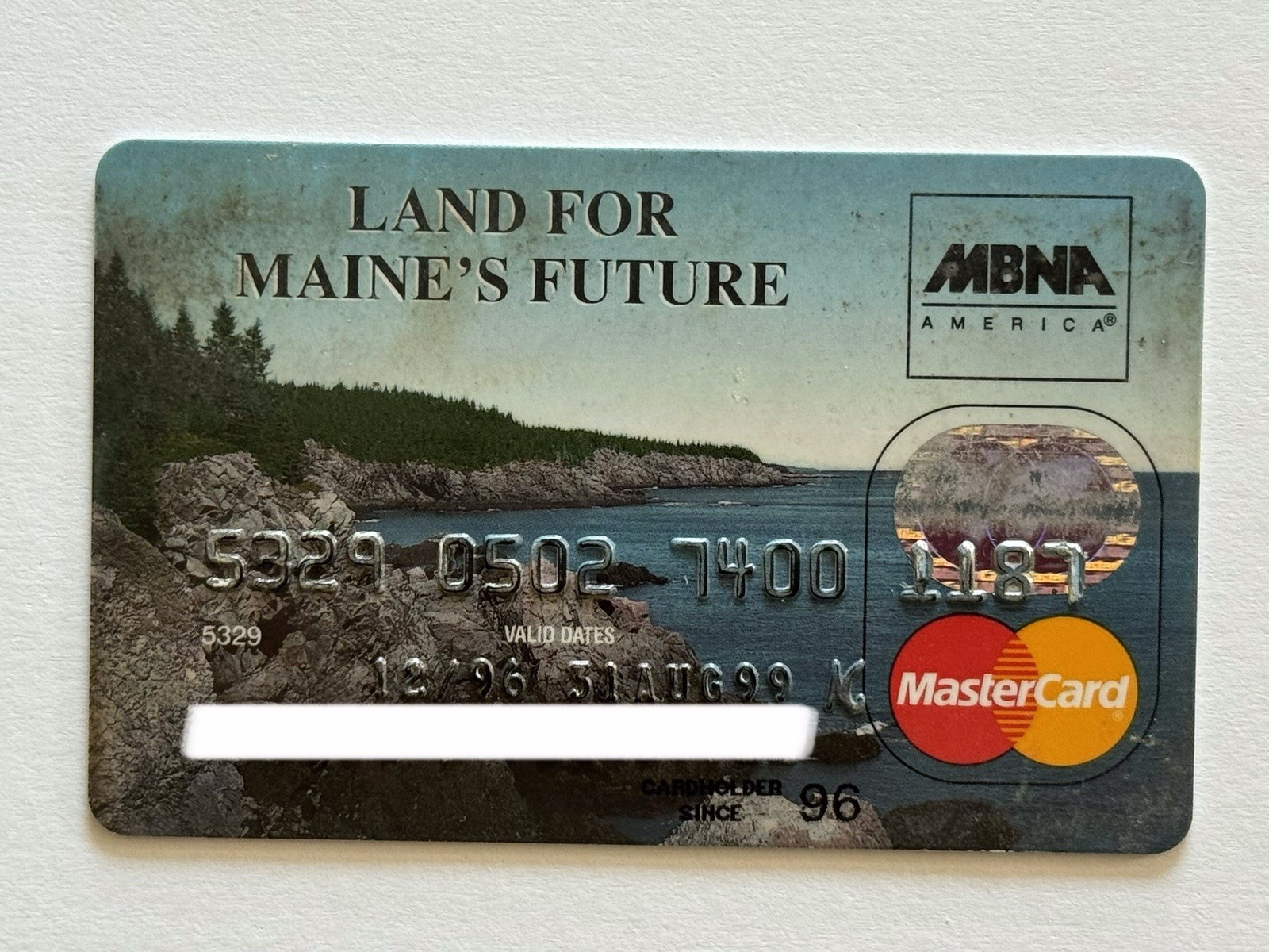 MBNA America Bank Credit Card, Land for Maine’s Future, 1999 Exp, USA, Unsigned