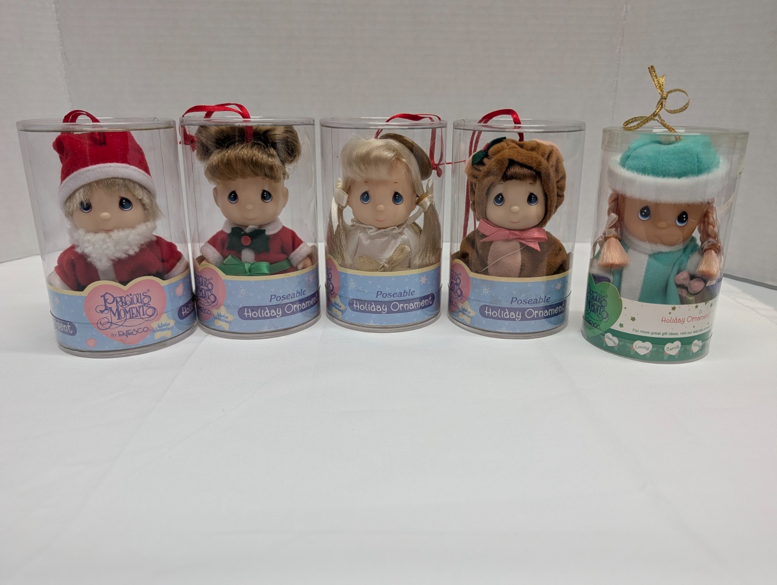 Vintage Precious Moments Enesco Poseable Vinyl Christmas Ornament Doll Lot of 5 Vintage Precious Moments Enesco Poseable Vinyl Christmas Ornament Doll Lot of 5