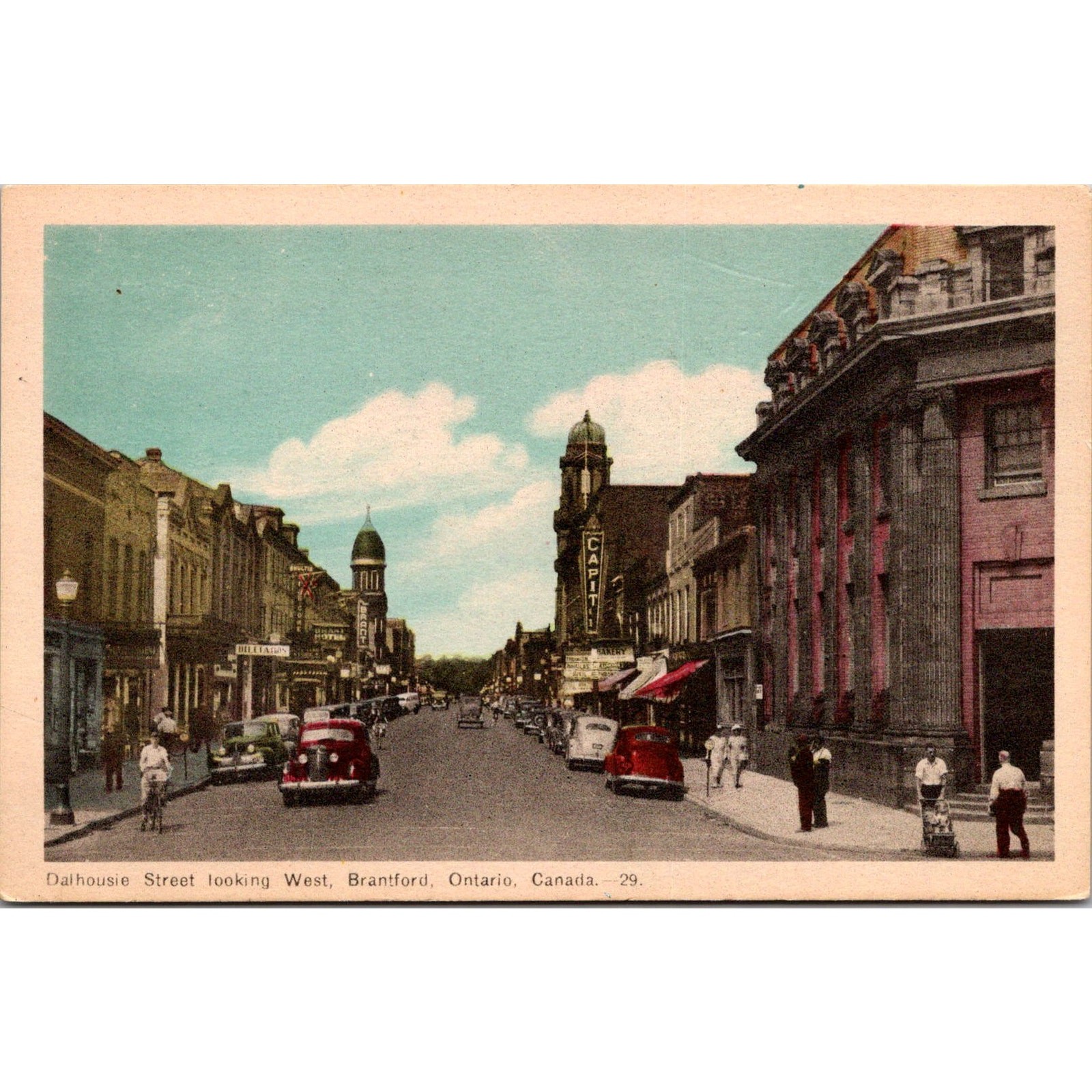 Dalhousie Street Looking West Brantford Ontario Canada Vintage Postcard SPM8