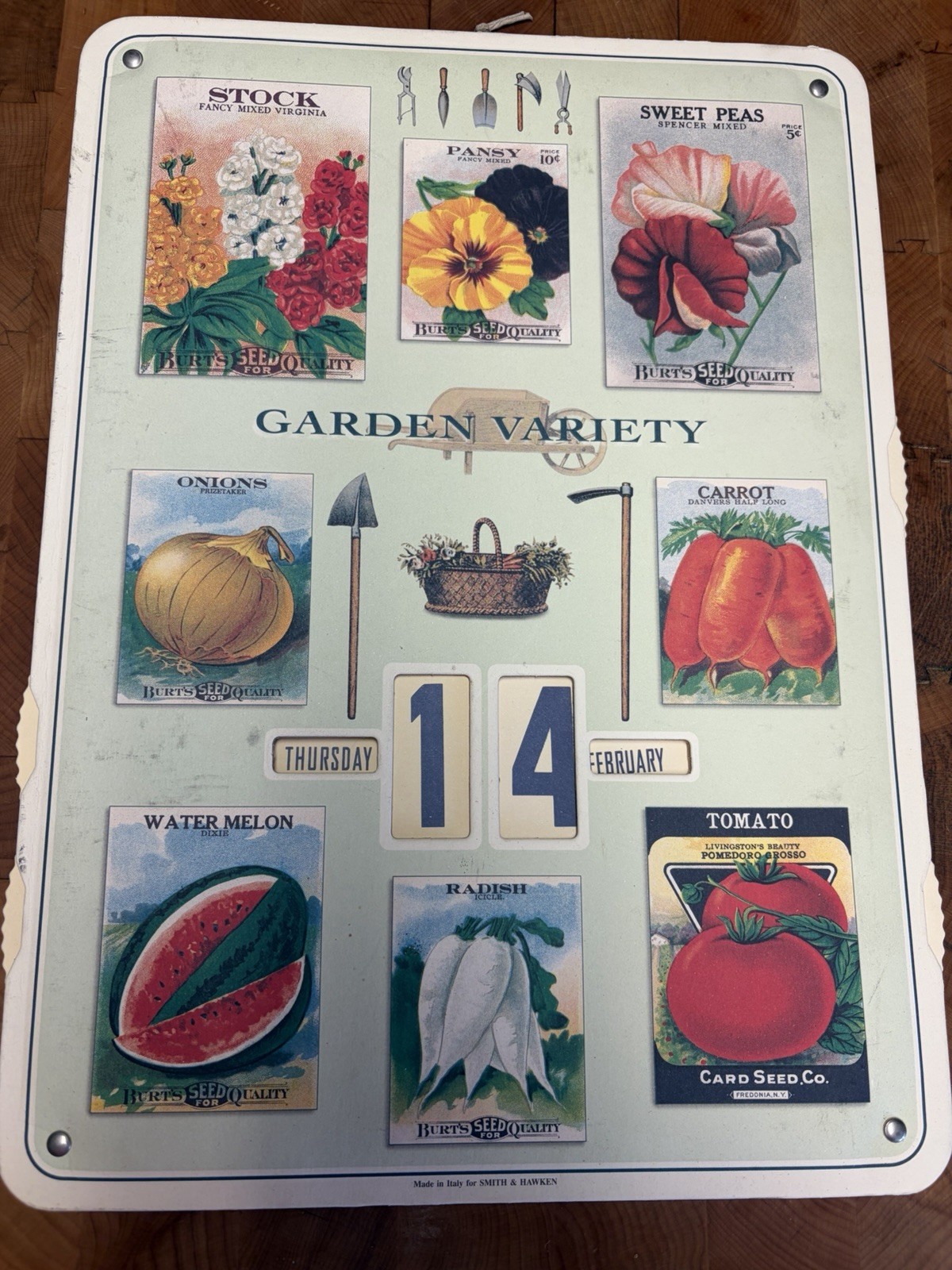 Rare Vtg Cavallini Garden Variety Burt\'s Seed Wheels Date Month Changer Wall Art Rare Vtg Cavallini Garden Variety Burt\'s Seed Wheels Date Month Changer Wall Art