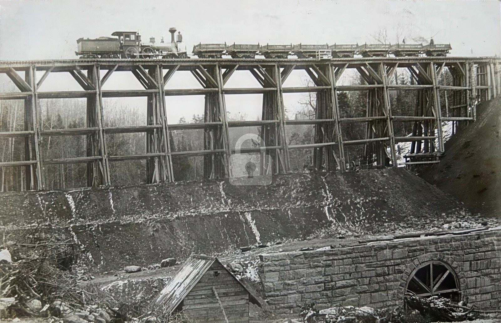 Danville VT  Pumpkin Hill Railroad Bridge Train Trestle RPPC Postcard COPY