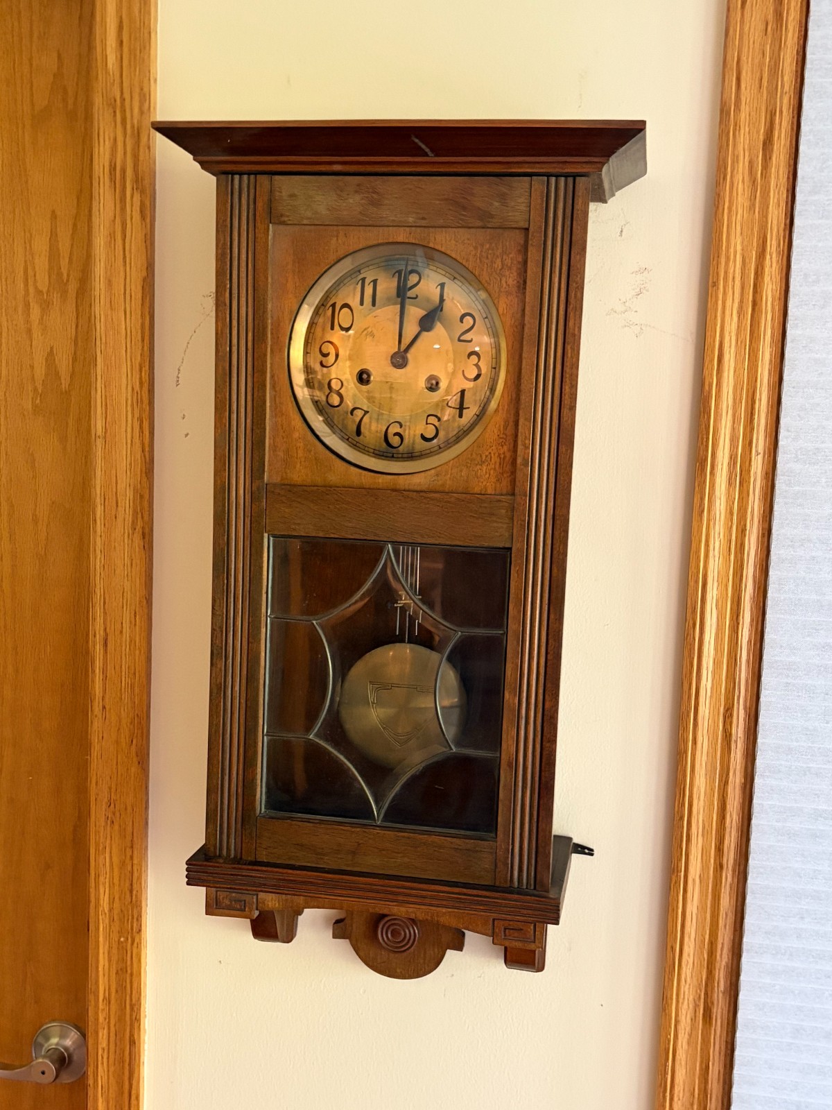 Antique Friedrich Mauthe Art Nouveau German Regulator Wall Clock  - Running