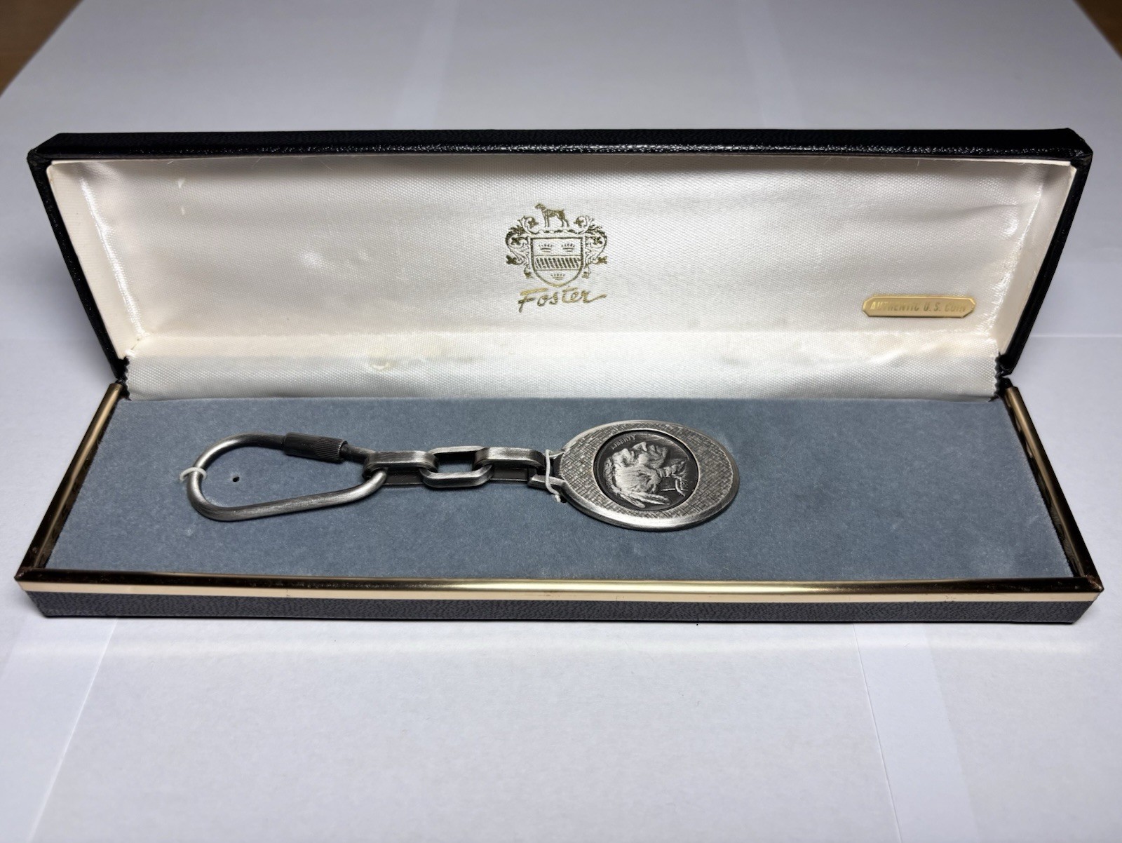 Vintage Foster 1937 Buffalo Nickel Keychain Authentic U.S. Coin w/ Box
