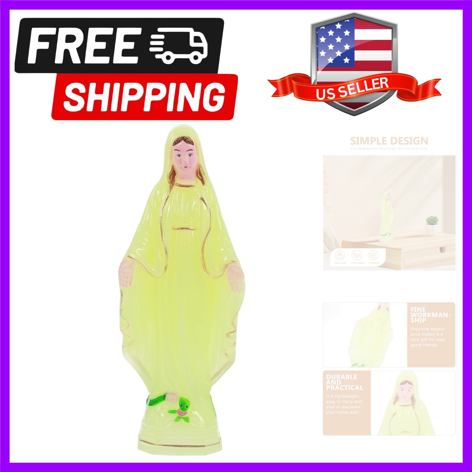 Glow in the Dark Virgin Mary Statue 8In Luminous Our Lady of Grace Figurine R... Glow in the Dark Virgin Mary Statue 8In Luminous Our Lady of Grace Figurine R...