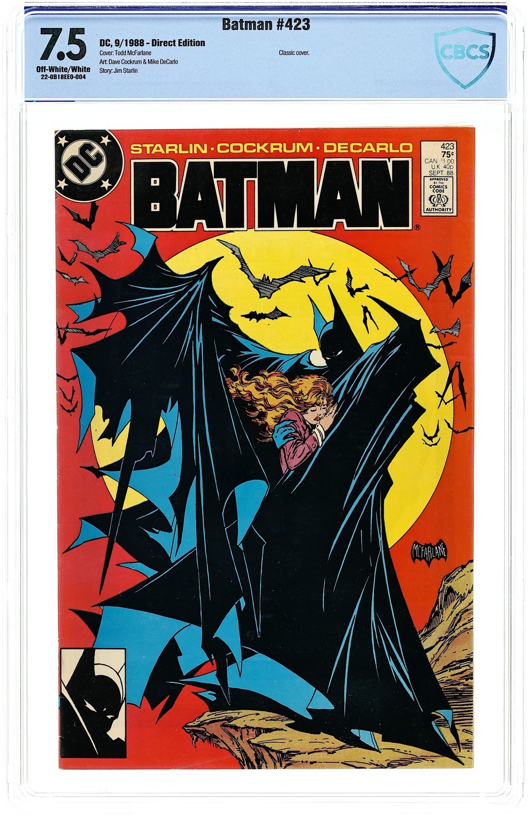 Batman #423 1st Printing CBCS 7.5 1988 22-0B18EE0-004