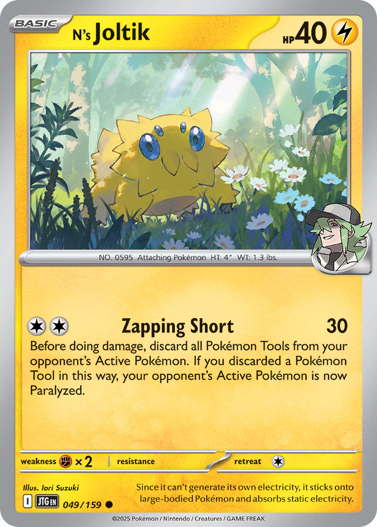 N\'S JOLTIK C REVERSE HOLO 049/159 JOURNEY TOGETHER POKEMON NM/M
