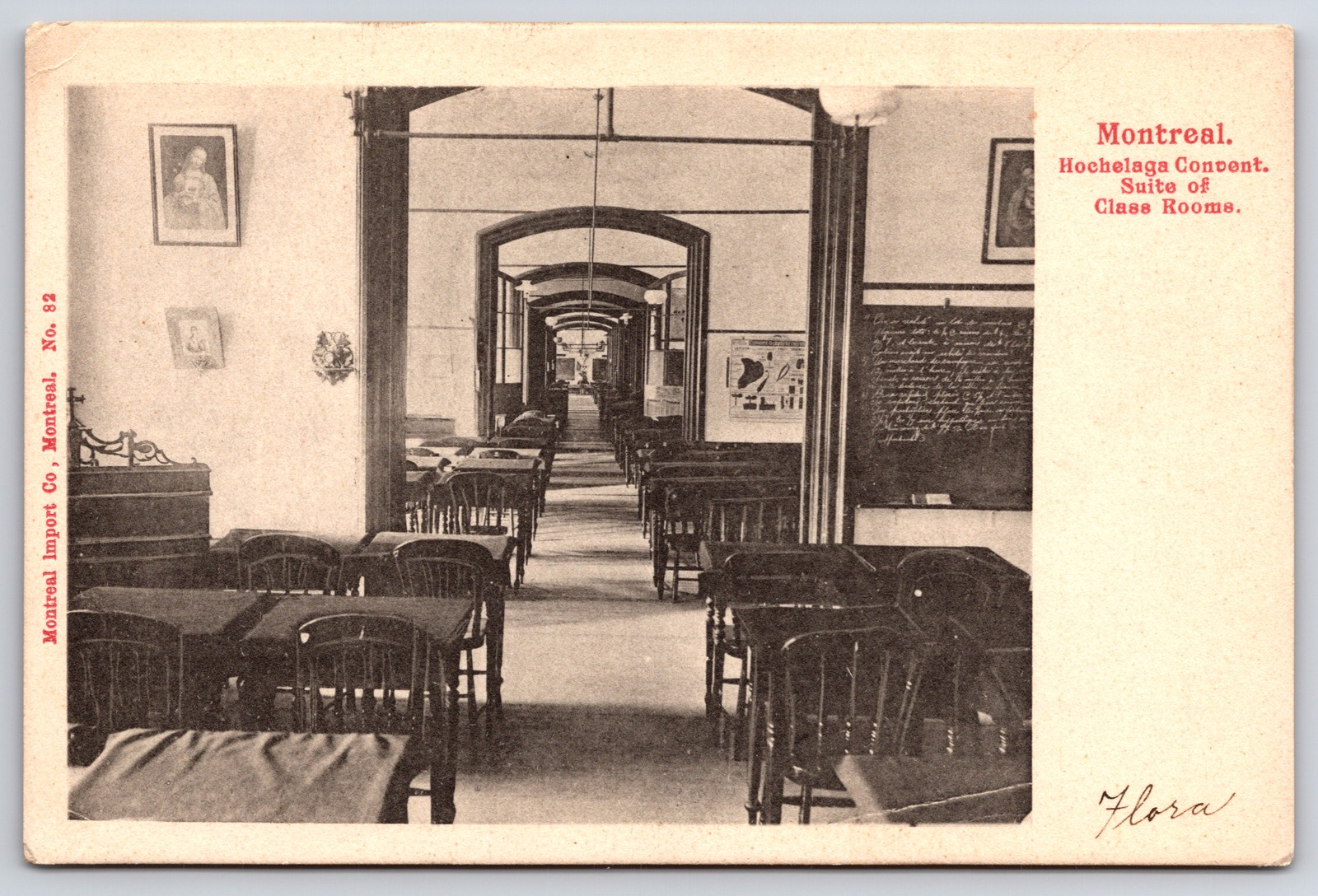 c1905 Montreal Hochelaga Convent Class Rooms Canada Antique Postcard No 82