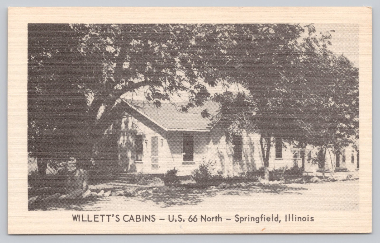 Willett's Cabins, U.S. 66 North, Route 66, Springfield IL Illinois Postcard