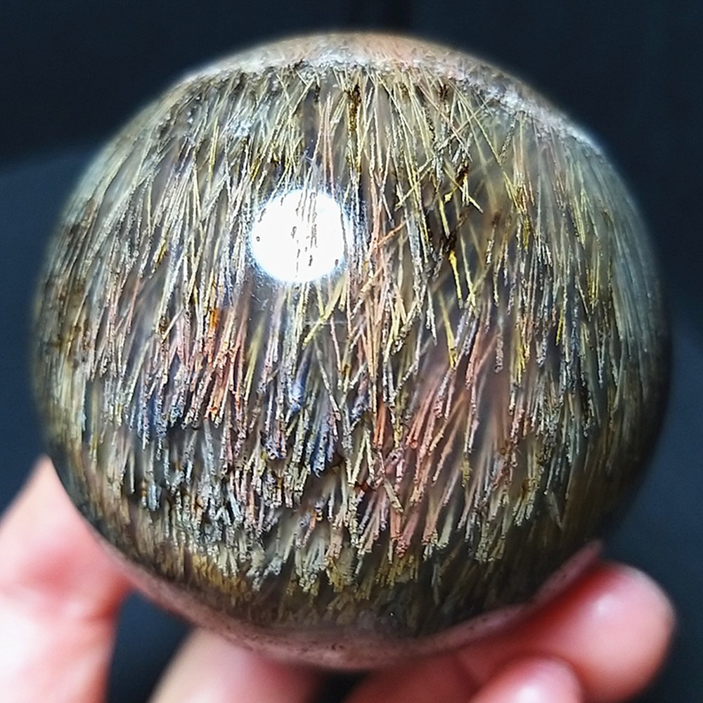 227.8G Natural Beautiful Golden Hair Rutilated Agate Stone Ball Healing AB1716