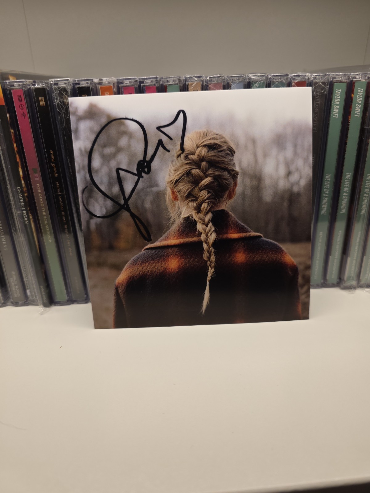 Taylor Swift Signed Evermore w/ Heart Fanmade Reprint, CD Size Photo Glossy 