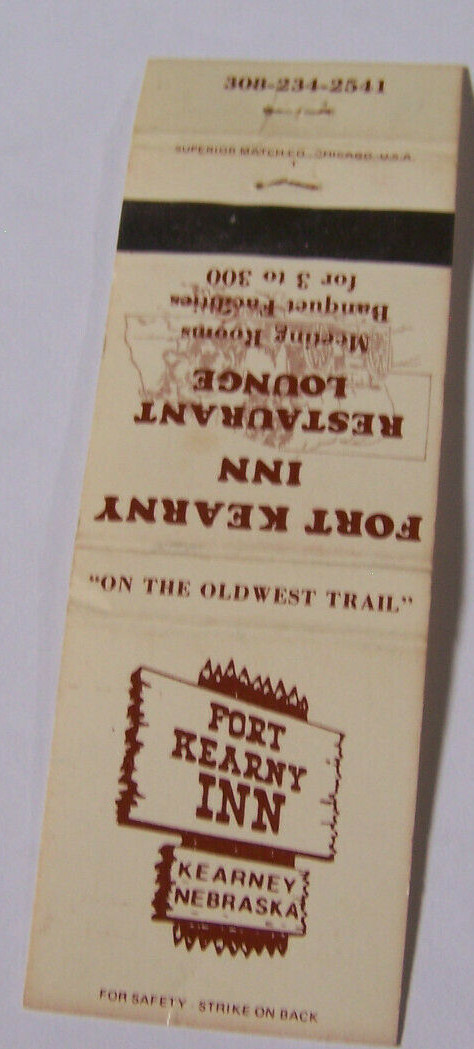 Rare Vintage Matchbook Z4 Kearney Nebraska Fort Kearny Inn Restaurant Lounge