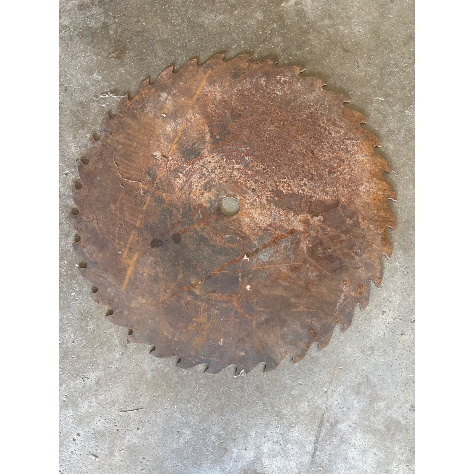Vintage 23 Inch Circular Saw Blade Rusted Metal Industrial Rustic Wall Art Decor