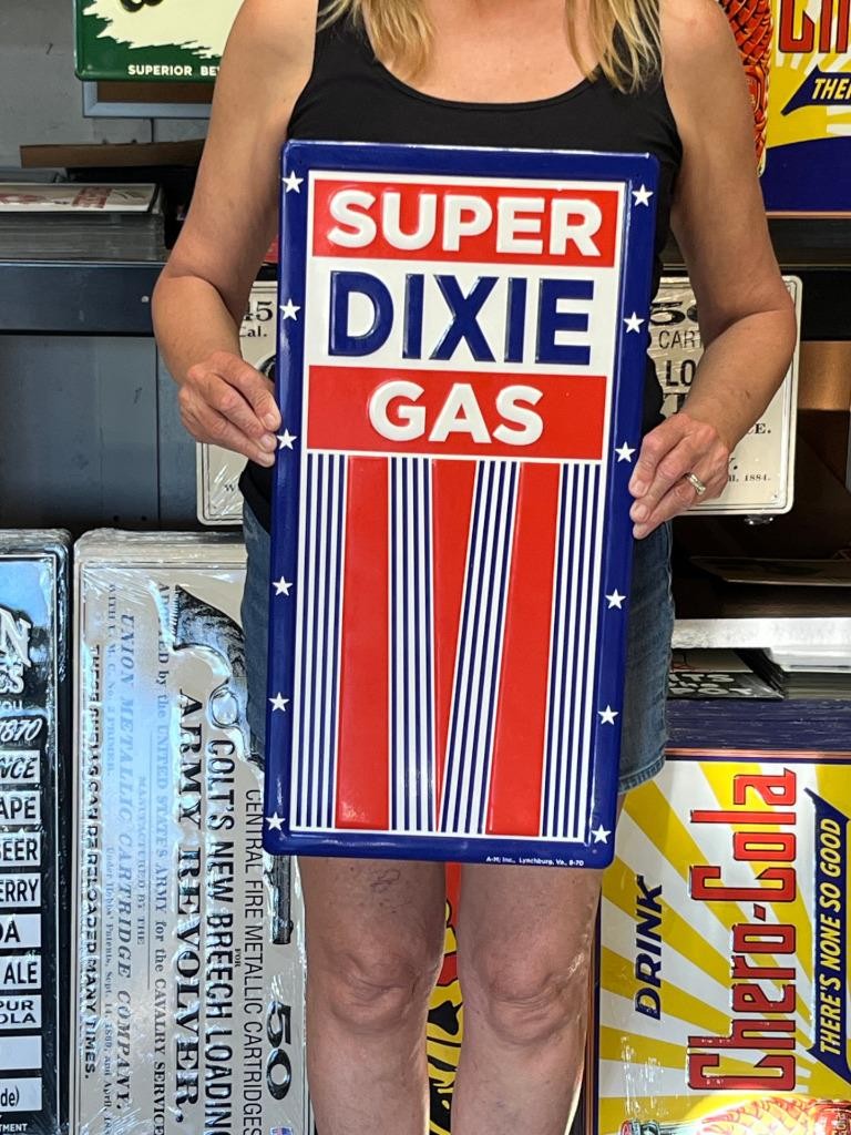 Antique Vintage Style Metal Sign Super Dixie Gas 24x12 Made in USA