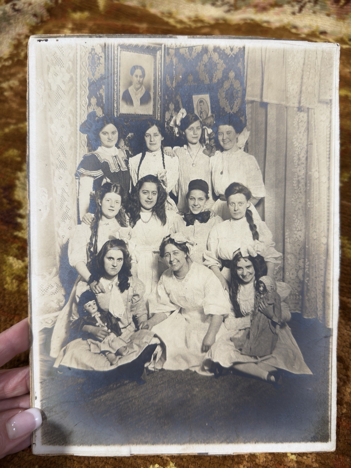Antique Photo Silver Gel Girly Get Together Party Creepy Kids & Dolls