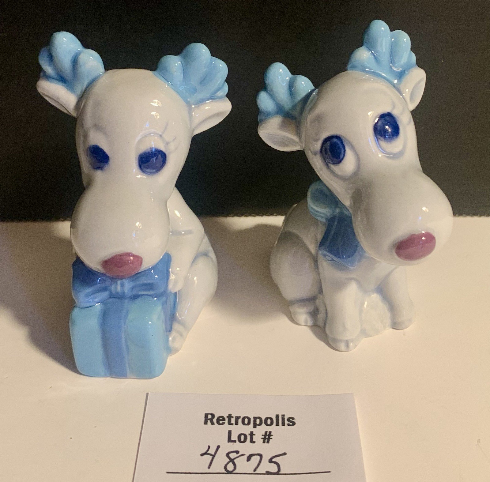 Pair of Kitsch Ceramic Reindeer ADORABLE Vintage