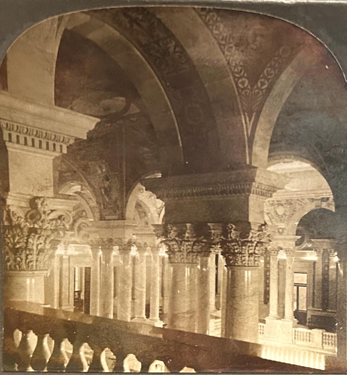 Antique Keystone Stereoview Library of Congress Marble Columns Washington DC